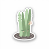 Sticker Dessin animé de cactus drôle design vert (Recto)