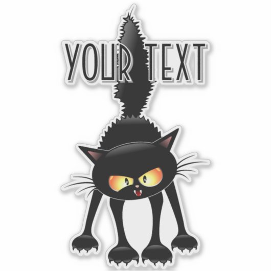 Sticker Dessin animé de chat noir drôle et féroce (Devant)