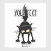 Sticker Dessin animé de chat noir drôle et féroce (Feuille)