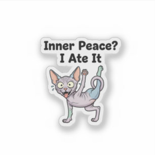 Sticker Dessin animé de chat Sphynx lavande drôle