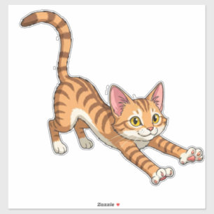 Sticker Dessin animé de chaton orange joueur