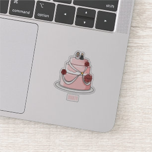 Sticker dessin animé de gâteau mariage