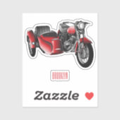 Sticker dessin animé de la moto Sidecar (Feuille)