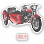 Sticker dessin animé de la moto Sidecar (Recto)