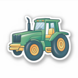 Sticker Dessin animé de tracteur vert
