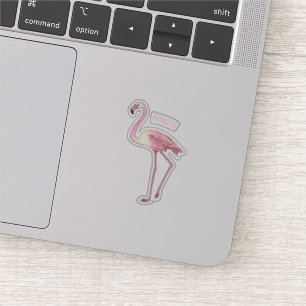 Sticker dessin animé d'oiseau Flamant rose