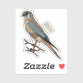 Sticker dessin animé d'oiseau-kestrel américain (Feuille)