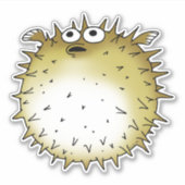 Sticker dessin animé drôle de poisson ballon (Devant)