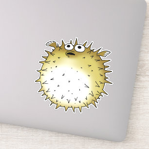 Sticker dessin animé drôle de poisson ballon