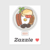 Sticker dessin animé du petit-déjeuner anglais (Feuille)