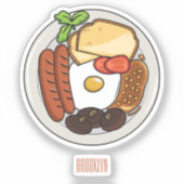 Sticker dessin animé du petit-déjeuner anglais (Recto)