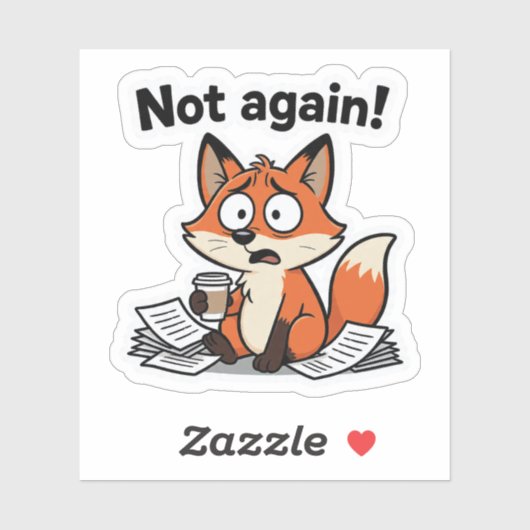 Sticker Dessin animé mème renard drôle (Feuille)