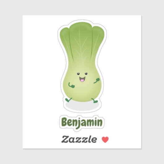 Sticker dessin animé mignon de bok choy (Feuille)