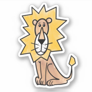 Sticker dessin animé mignon lion enfants rétro safari jung