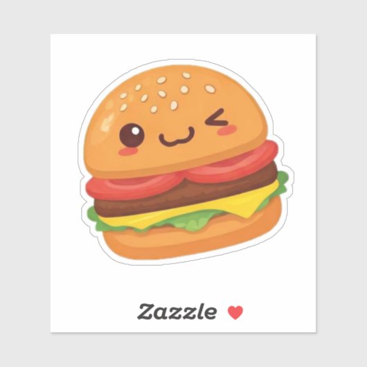 Sticker dessin animé mignon style hamburger design (Feuille)