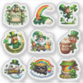 Sticker Dessin animé vert fantaisiste Saint-Patrick Leprec (Devant)