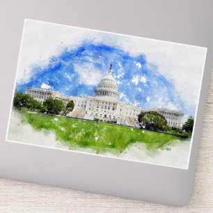 Sticker Dessin au pastel du Capitole des États-Unis
