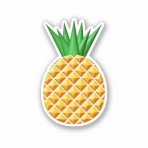 Sticker Dessin D'Ananas En Jaune Et Vert