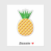 Sticker Dessin D'Ananas En Jaune Et Vert (Feuille)