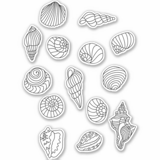 Sticker Dessin d'art de la ligne Sea Shells (Devant)