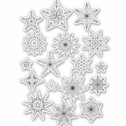 Sticker Dessin d'art géométrique en ligne d'étoile (Devant)