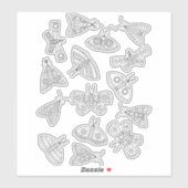 Sticker Dessin d'art Moth Line (Feuille)
