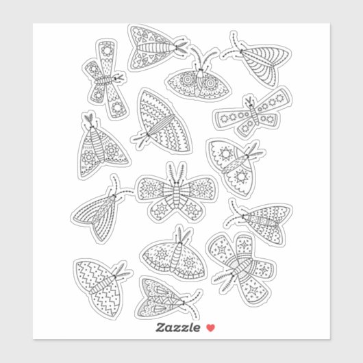Sticker Dessin d'art Moth Line (Feuille)