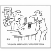 Sticker Dessin de Barmaid Pub Flatters Client. (Devant)