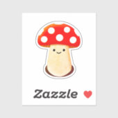 Sticker Dessin de champignons mignons (Feuille)