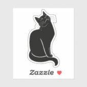 Sticker dessin de chat noir (Feuille)