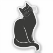 Sticker dessin de chat noir (Devant)