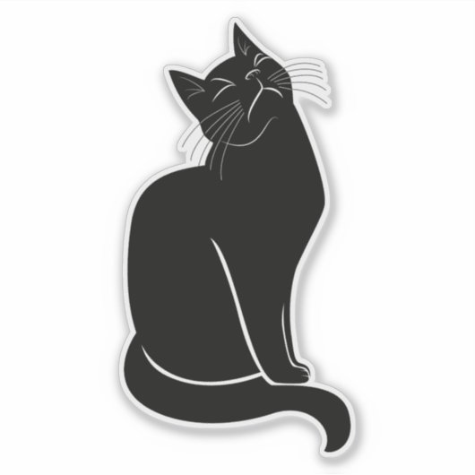 Sticker dessin de chat noir (Devant)