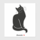 Sticker dessin de chat noir (Feuille)