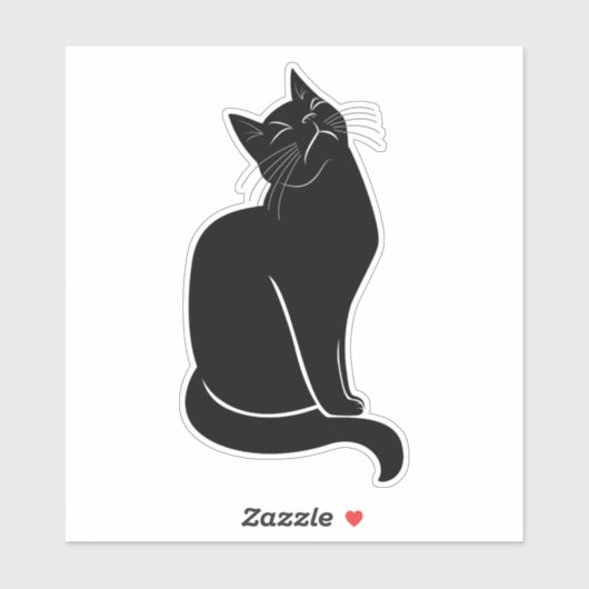 Sticker dessin de chat noir (Feuille)