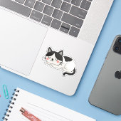 Sticker Dessin de chat smoking mignon endormi (Ordinateur portable avec iPhone)