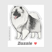 Sticker Dessin de chien de caricature Keeshony Vinyl (Feuille)