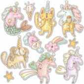 Sticker Dessin de dessin lunatique Doodle Unicorns Illustr (Devant)