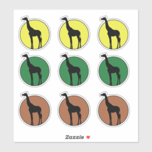 Sticker Dessin de girafe en cercles jaunes, Brown et verts