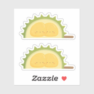 Sticker Dessin de graines de durian mignonnes s'étreignant