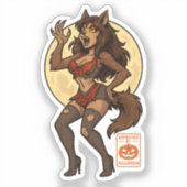 Sticker Dessin de la fille Werewolf (Recto)