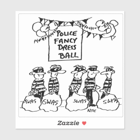 Sticker Dessin de la police pour le bal des robes. (Feuille)