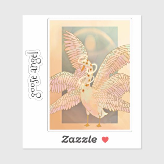 Sticker Dessin de l'ange d'oie avec ailes (Feuille)