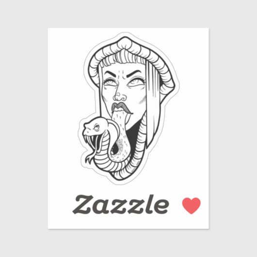Sticker Dessin de langue de serpent blanc noir gothique (Feuille)