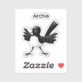 Sticker Dessin de l'Australien Willie Wagtail (Feuille)