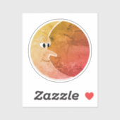 Sticker Dessin de lune vintage Luna (Feuille)