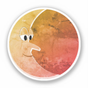 Sticker Dessin de lune vintage Luna