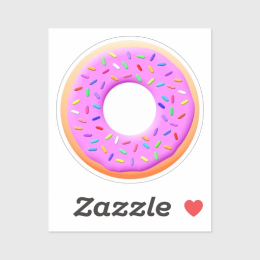 Sticker Dessin De Mignonne Donut Avec Des Saupoudrages (Feuille)