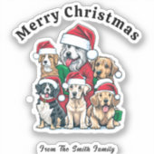 Sticker Dessin de Noël du chien mignon (Recto)