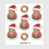 Sticker Dessin de Noël pour un jeune Africain Américain (Feuille)