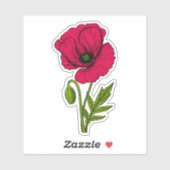 Sticker Dessin de pavot rouge (Feuille)
